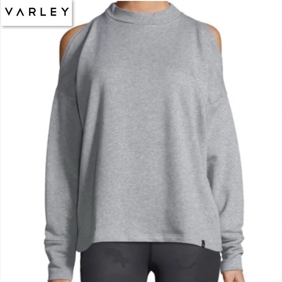 Varley Carbon Revive Cold Shoulder Sweatshirt in Light Heather Grey S Revolve - Picture 2 of 12